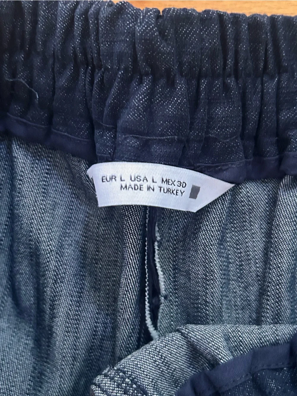 Zara Dark blue washed soft denim pant with Drawstring and side stripe - Picture 5 of 5